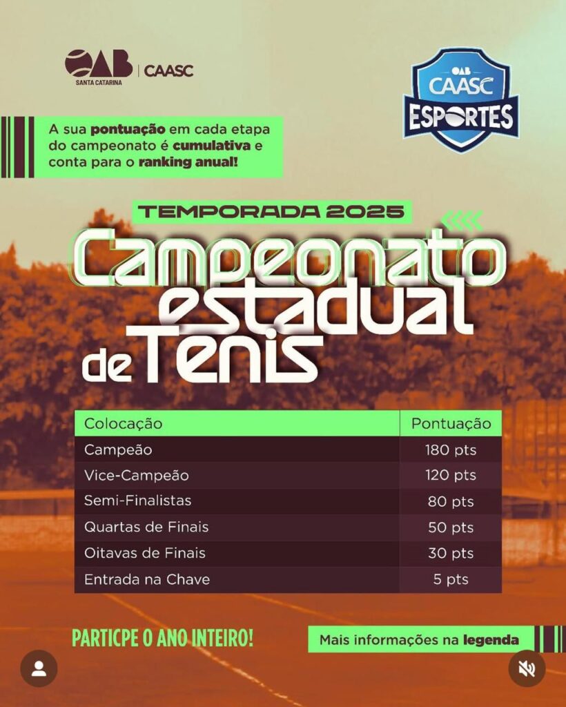 1ª Etapa do Campeonato Estadual de Tênis da OAB/SC – CAASC 2025!