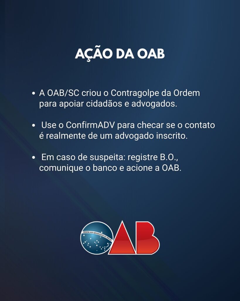 OAB Blumenau alerta população e advocacia sobre golpe do falso advogado