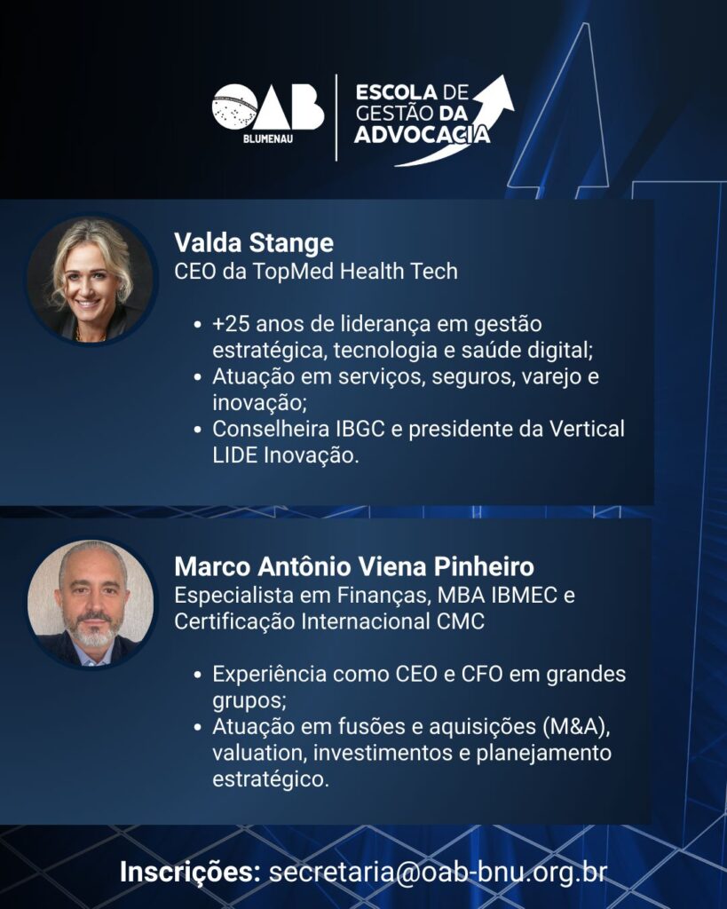 Escola de Gestão da Advocacia da OAB Blumenau realiza Aula Magna Inaugural Gratuita