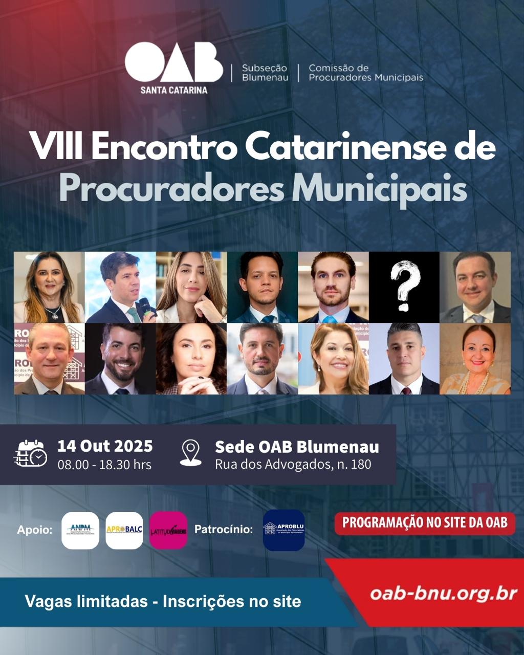 VIII Encontro Estadual de Procuradores Municipais celebra 10 anos em Blumenau