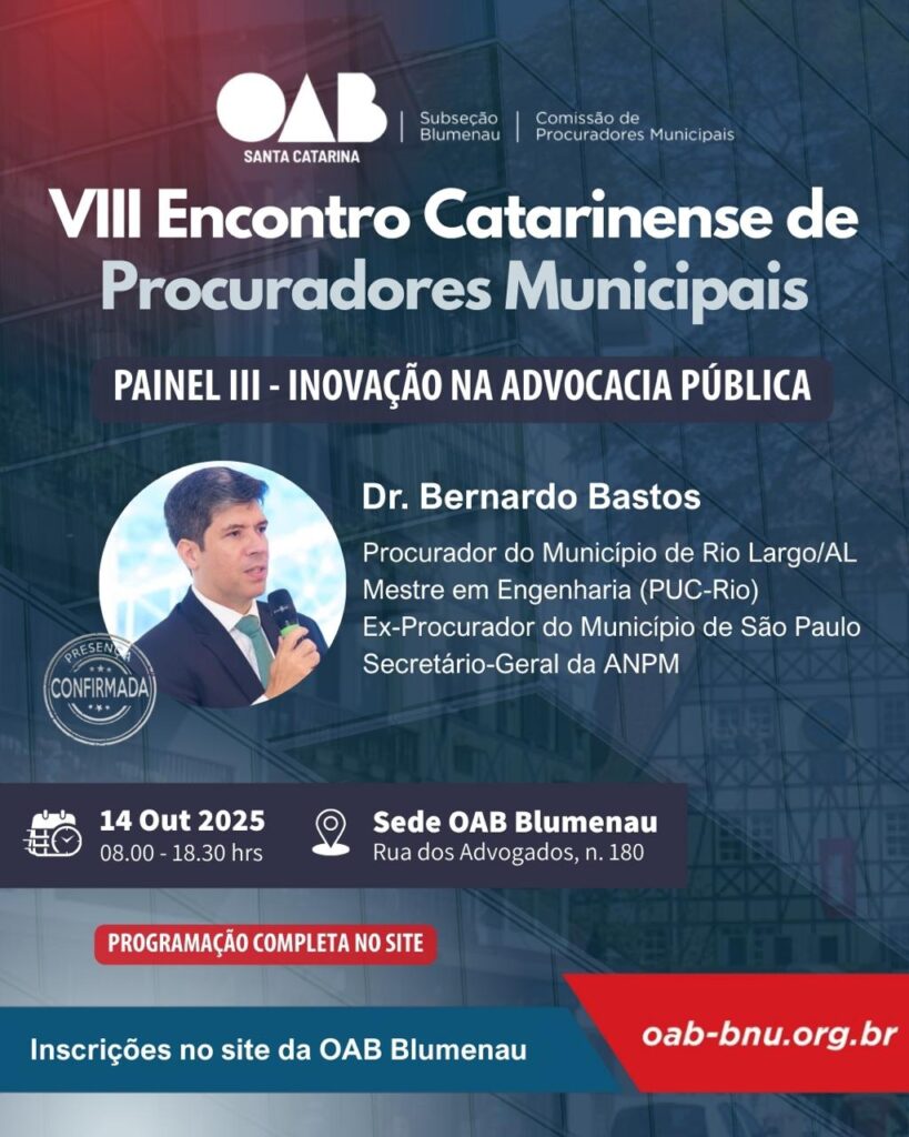VIII Encontro Estadual de Procuradores Municipais celebra 10 anos em Blumenau