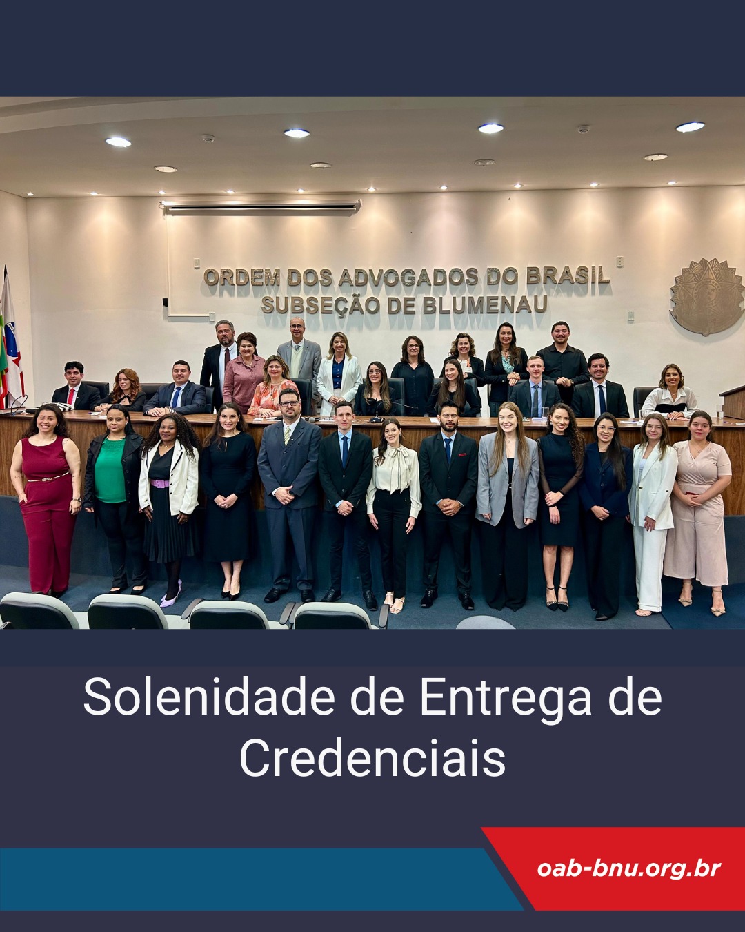 Solenidade de entrega de credenciais OAB Blumenau mês de setembro
