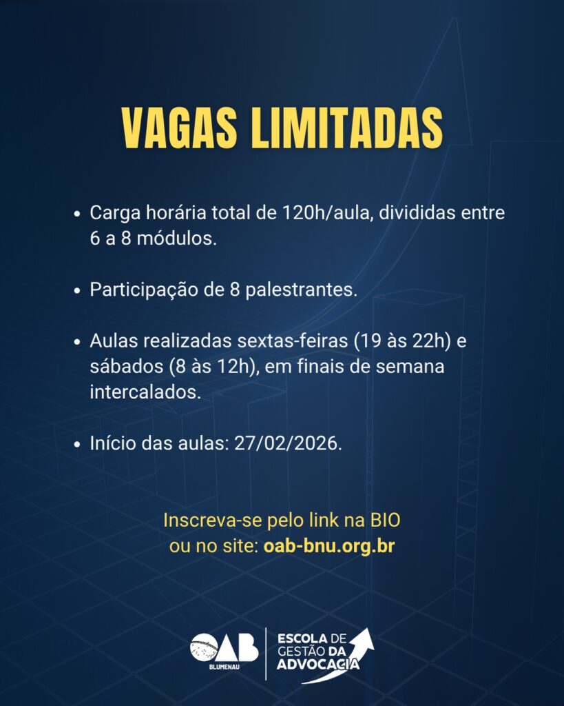 Escola de Gestão da Advocacia OAB Blumenau promove segundo evento sobre gestão como instrumento de resultados