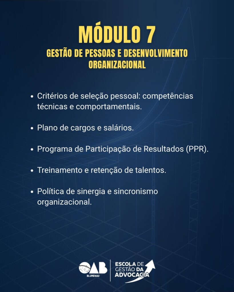 Escola de Gestão da Advocacia OAB Blumenau promove segundo evento sobre gestão como instrumento de resultados