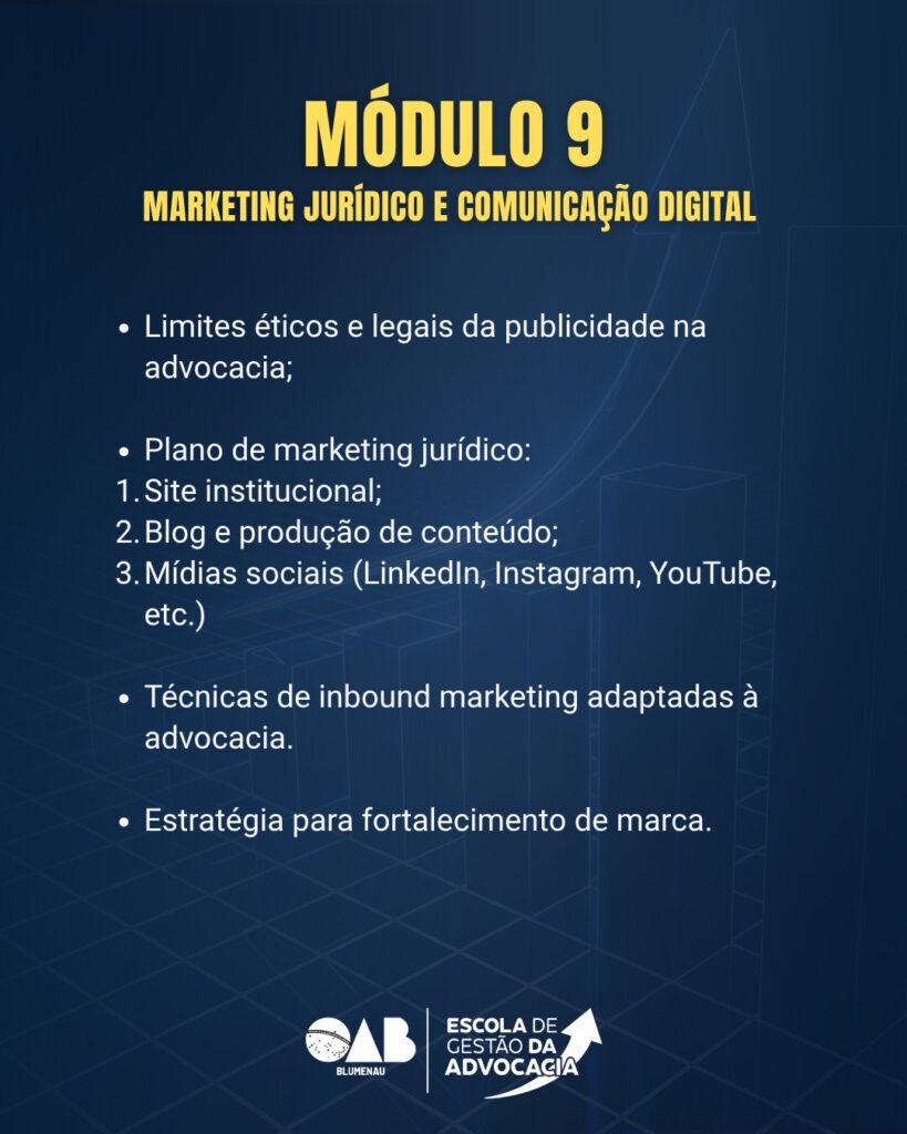 Escola de Gestão da Advocacia OAB Blumenau promove segundo evento sobre gestão como instrumento de resultados