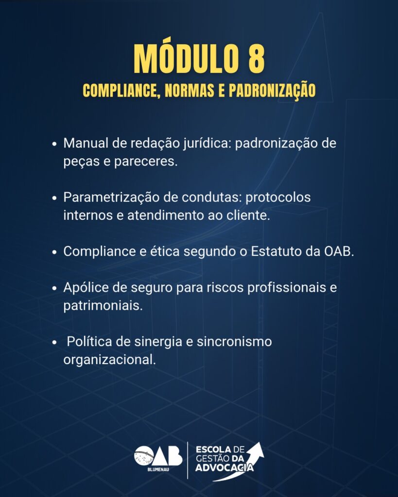 Escola de Gestão da Advocacia OAB Blumenau promove segundo evento sobre gestão como instrumento de resultados
