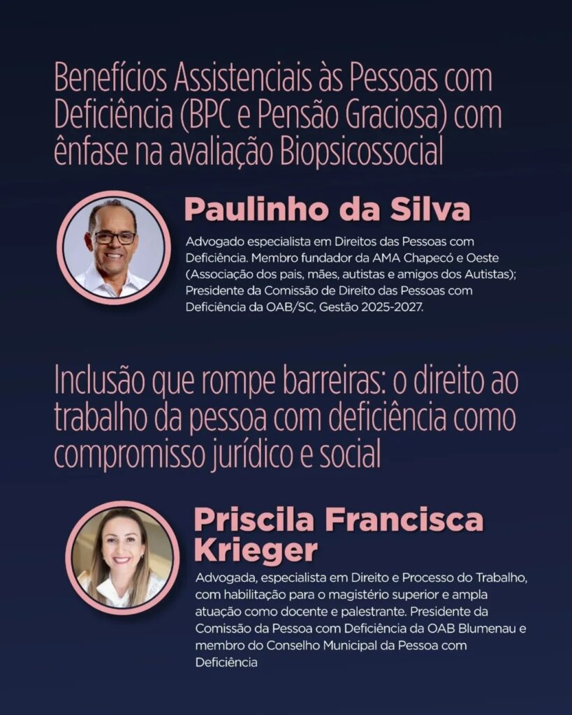 OAB Blumenau promove Simpósio sobre os 10 anos da Lei Brasileira de Inclusão
