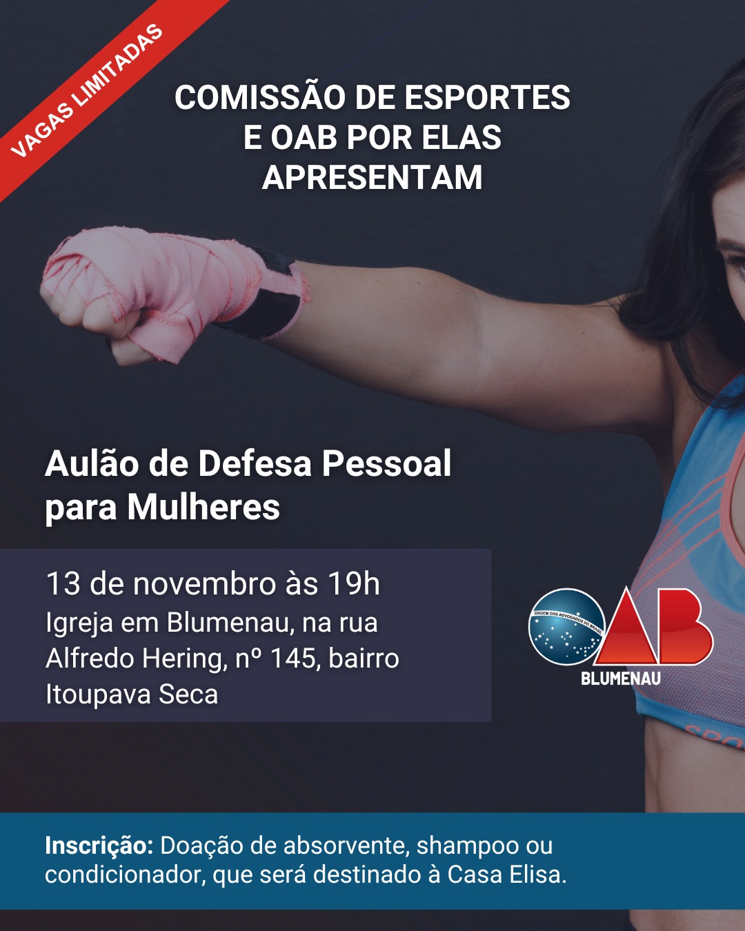 OAB Blumenau promove Aula de Técnicas de Defesa Pessoal Feminina com foco em autonomia, segurança e prevenção à violência OAB Blumenau promove Aula de Técnicas de Defesa Pessoal Feminina com foco em autonomia, segurança e prevenção à violência