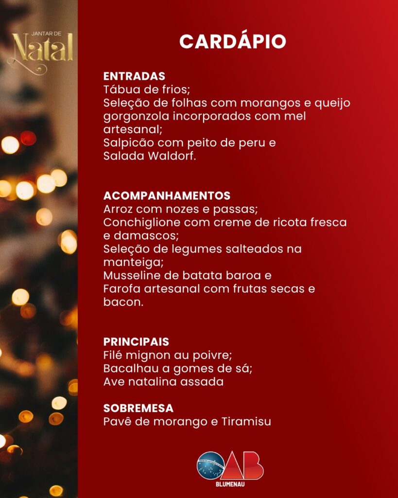 OAB Blumenau promove Confraternização de Final de Ano no dia 4 de dezembro