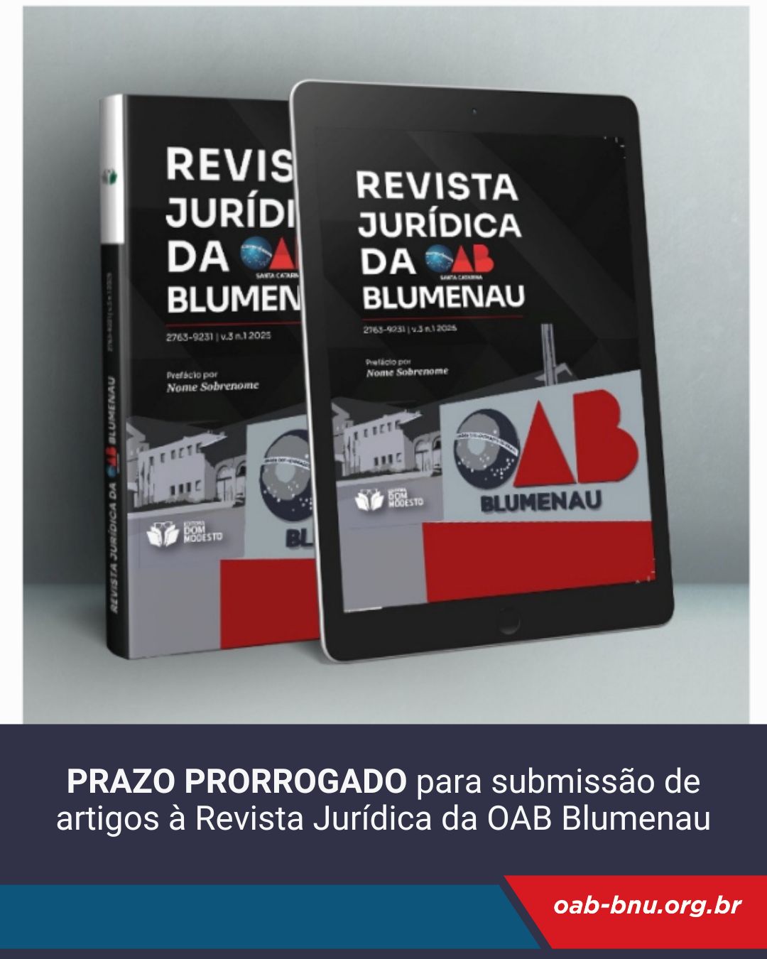 OAB Blumenau prorroga prazo para submissão de artigos da Revista Jurídica 2026