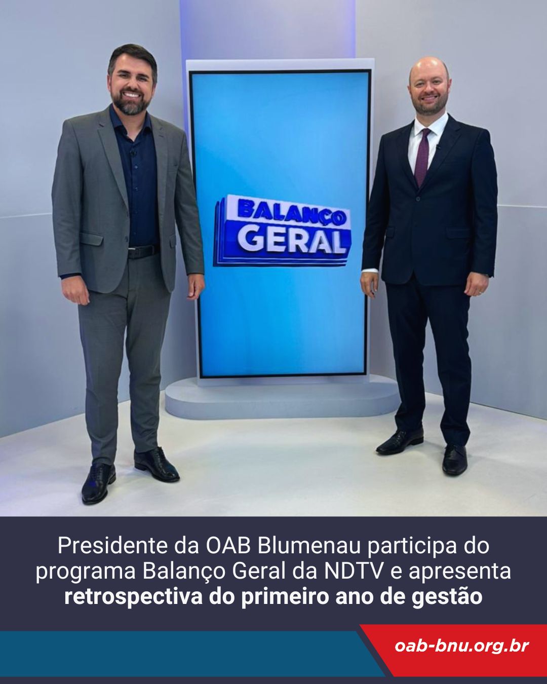 Presidente da OAB Blumenau participa do programa Balanço Geral da NDTV e apresenta balanço do primeiro ano de gestão