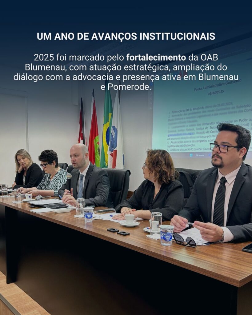 OAB Blumenau projeta 2026 com foco em modernização, formação e aproximação com a advocacia