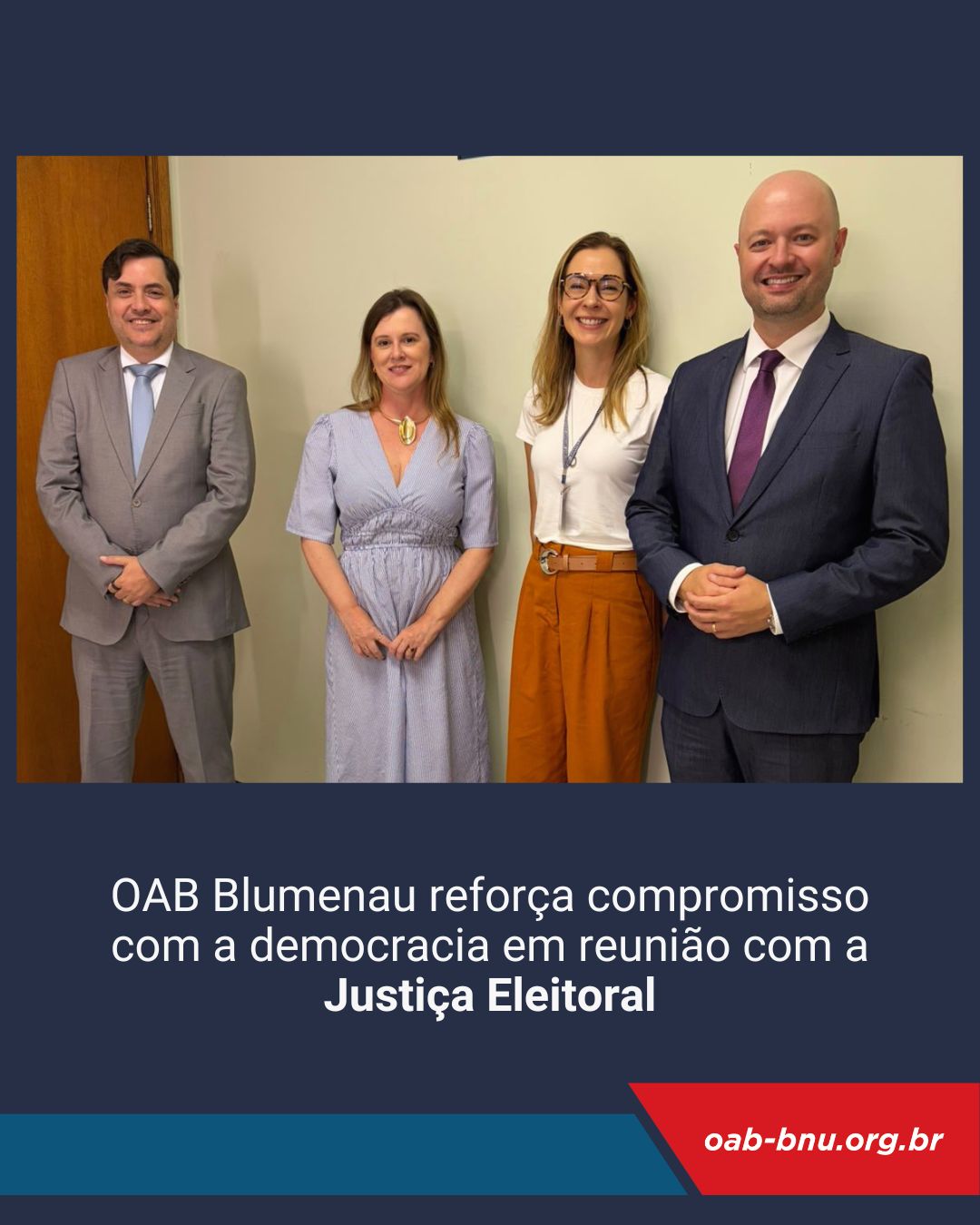 OAB Blumenau reforça compromisso com a democracia em reunião com a Justiça Eleitoral