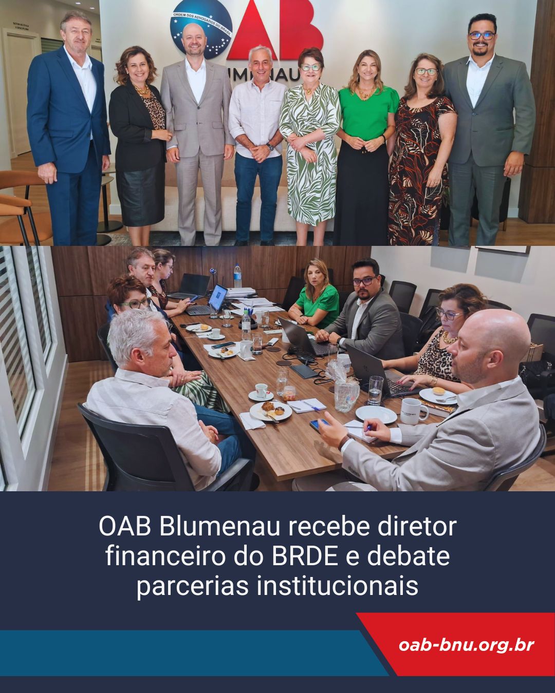 OAB Blumenau recebe diretor financeiro do BRDE e debate parcerias institucionais