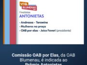 Comissão OAB por Elas de Blumenau é indicada ao Prêmio Antonietas- VIVA BLUMENAU