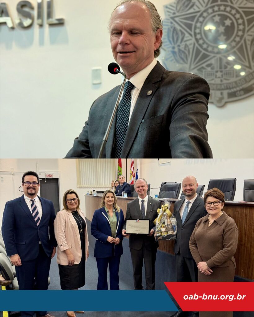 Presidente do TJSC prestigia entrega de credenciais na OAB Blumenau e recebe homenagem da Subseção