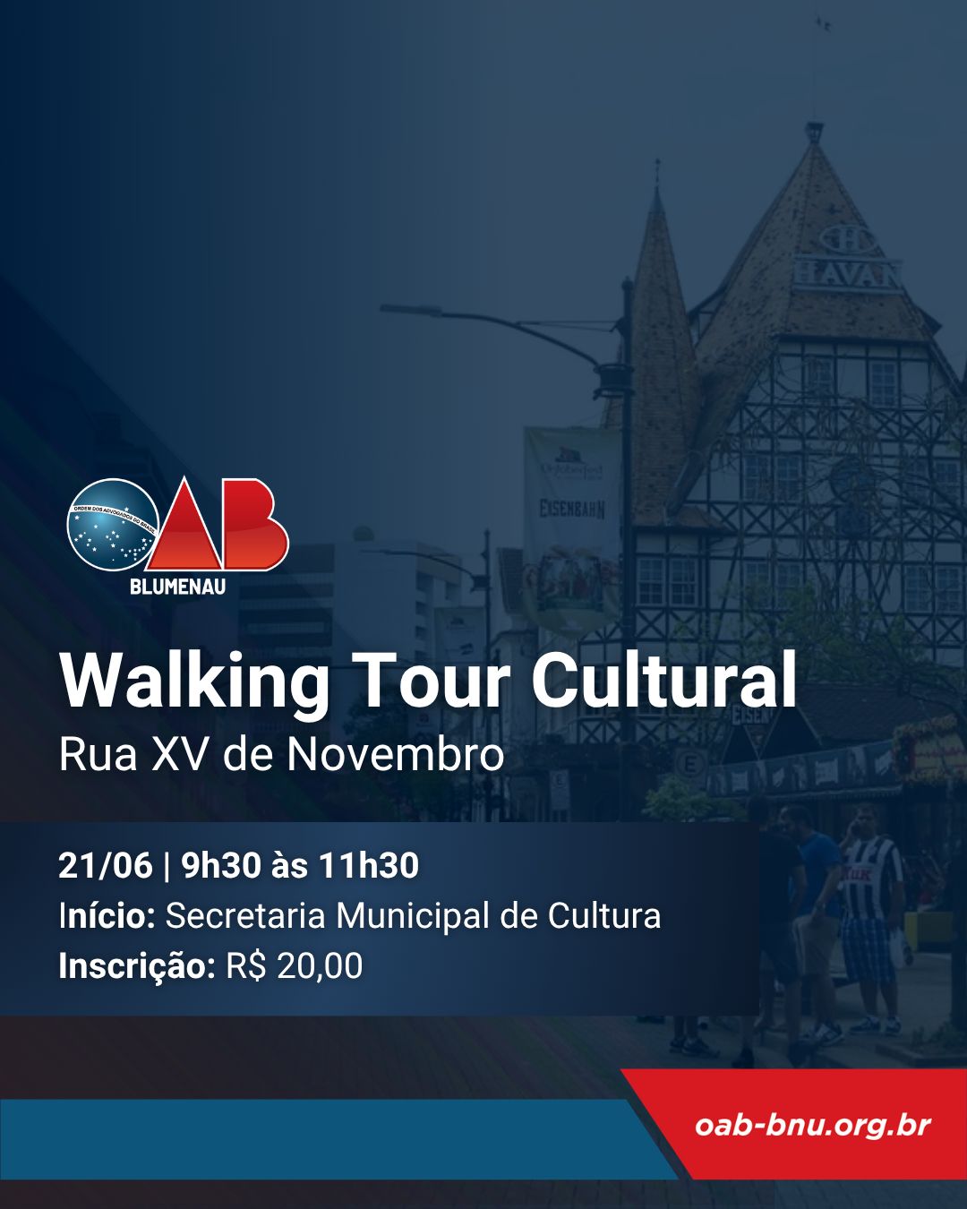 Comissão de Cultura da OAB Blumenau promove Walking Tour pela Rua XV para valorizar a história da cidade Comissão de Cultura da OAB Blumenau promove Walking Tour pela Rua XV para valorizar a história da cidade