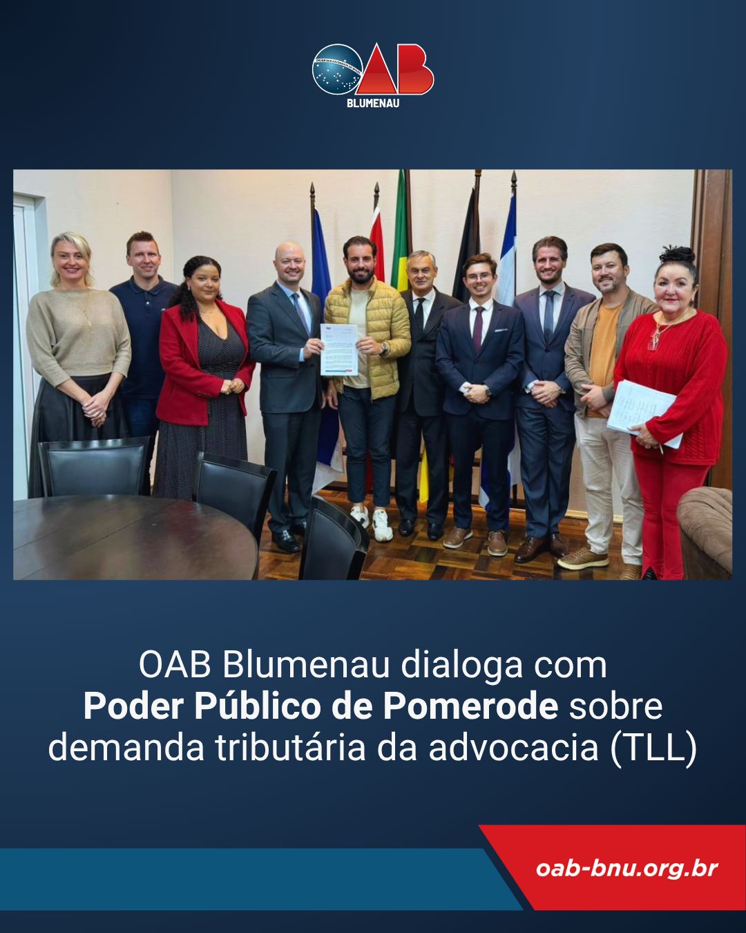 OAB Blumenau leva ao Poder Público de Pomerode pleito pela isenção da Taxa de Licença e Localização para a advocacia OAB Blumenau leva ao Poder Público de Pomerode pleito pela isenção da Taxa de Licença e Localização para a advocacia