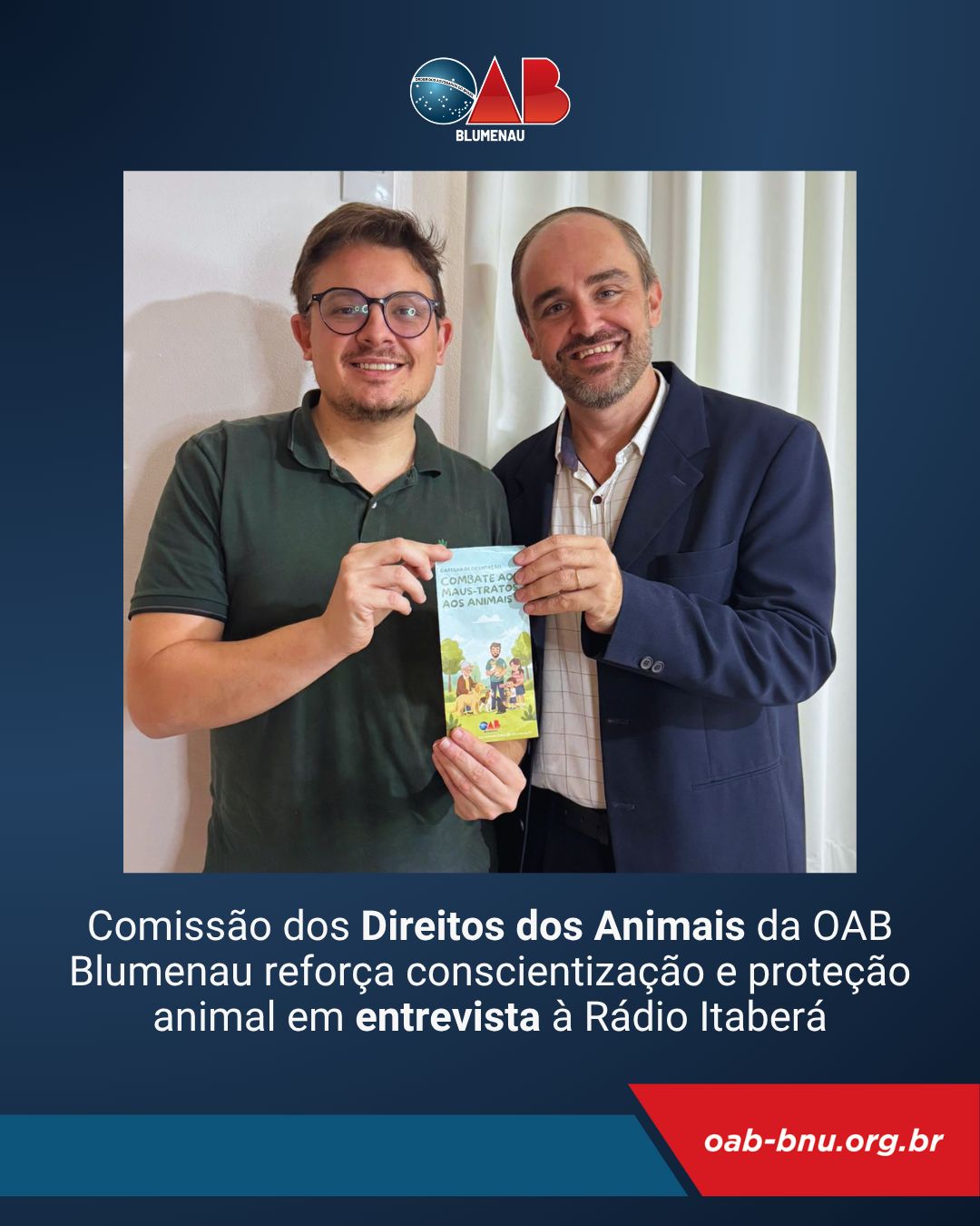 Comissão dos Direitos dos Animais da OAB Blumenau participa de programa de rádio e reforça ações de conscientização e proteção animal