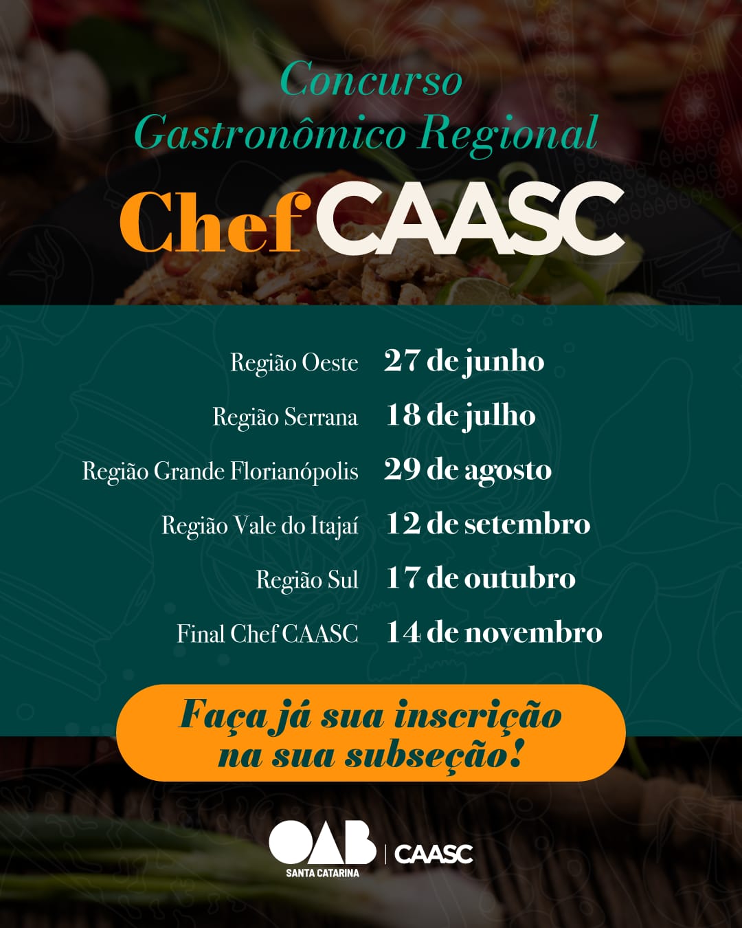 Advocacia de Blumenau é convidada a participar de desafio gastronômico promovido pela CAASC