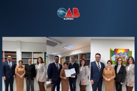 OAB Blumenau realiza visitas institucionais ao Judiciário e convida magistrados para o evento "Diálogos de Direito das Famílias"