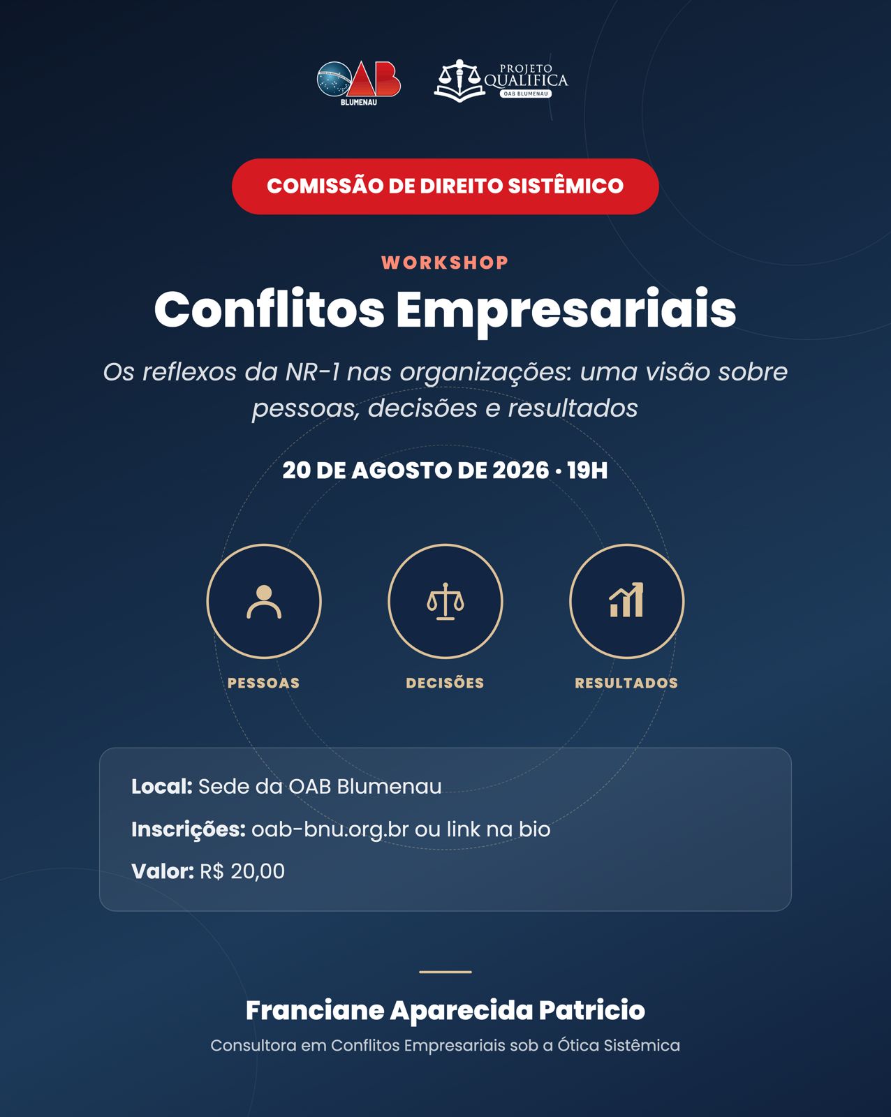 OAB Blumenau promove workshop sobre conflitos empresariais e os impactos da NR-1 nas organizações