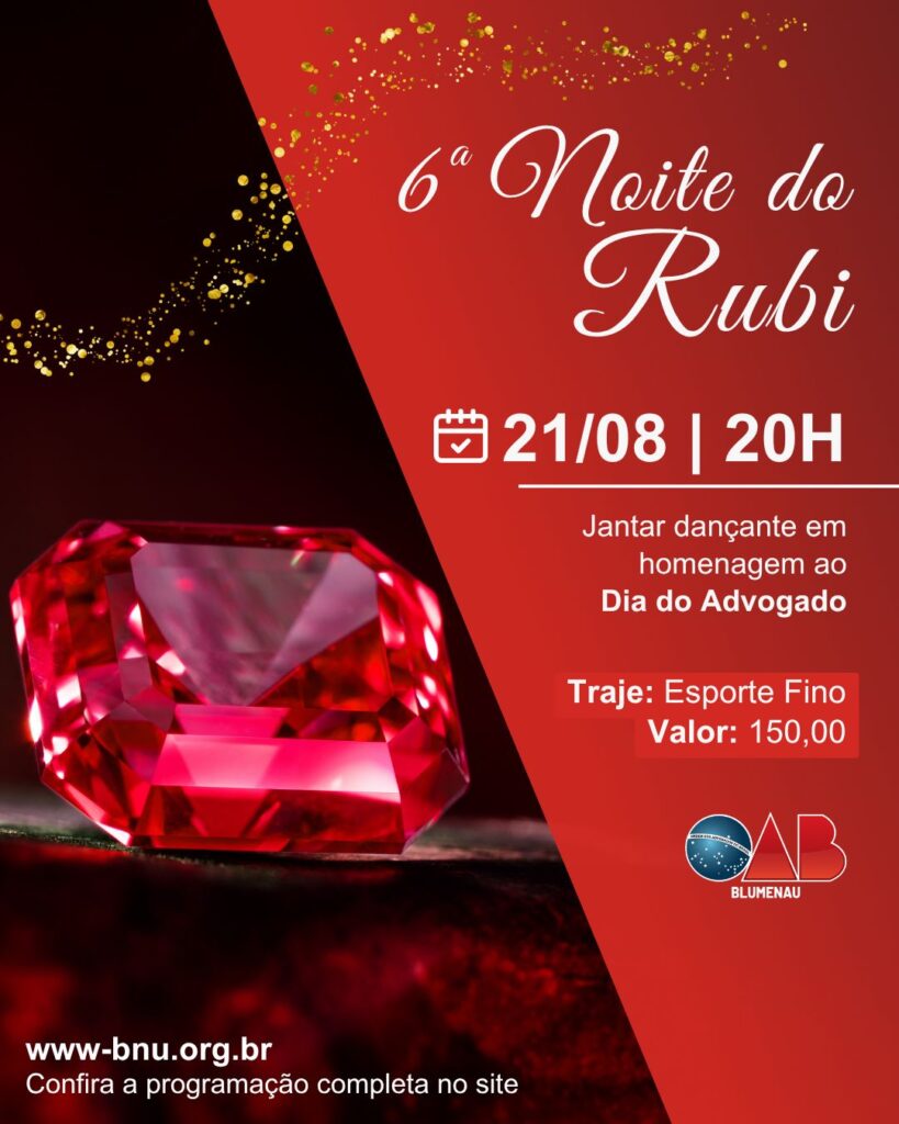 Noite do Rubi celebra o Mês da Advocacia com gastronomia, música e integração na OAB Blumenau