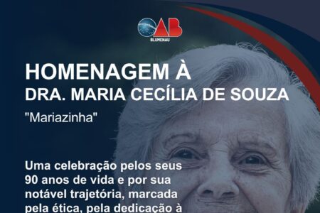 OAB Blumenau homenageia a advogada Maria Cecília de Souza pelos 90 anos e por sua trajetória na advocacia