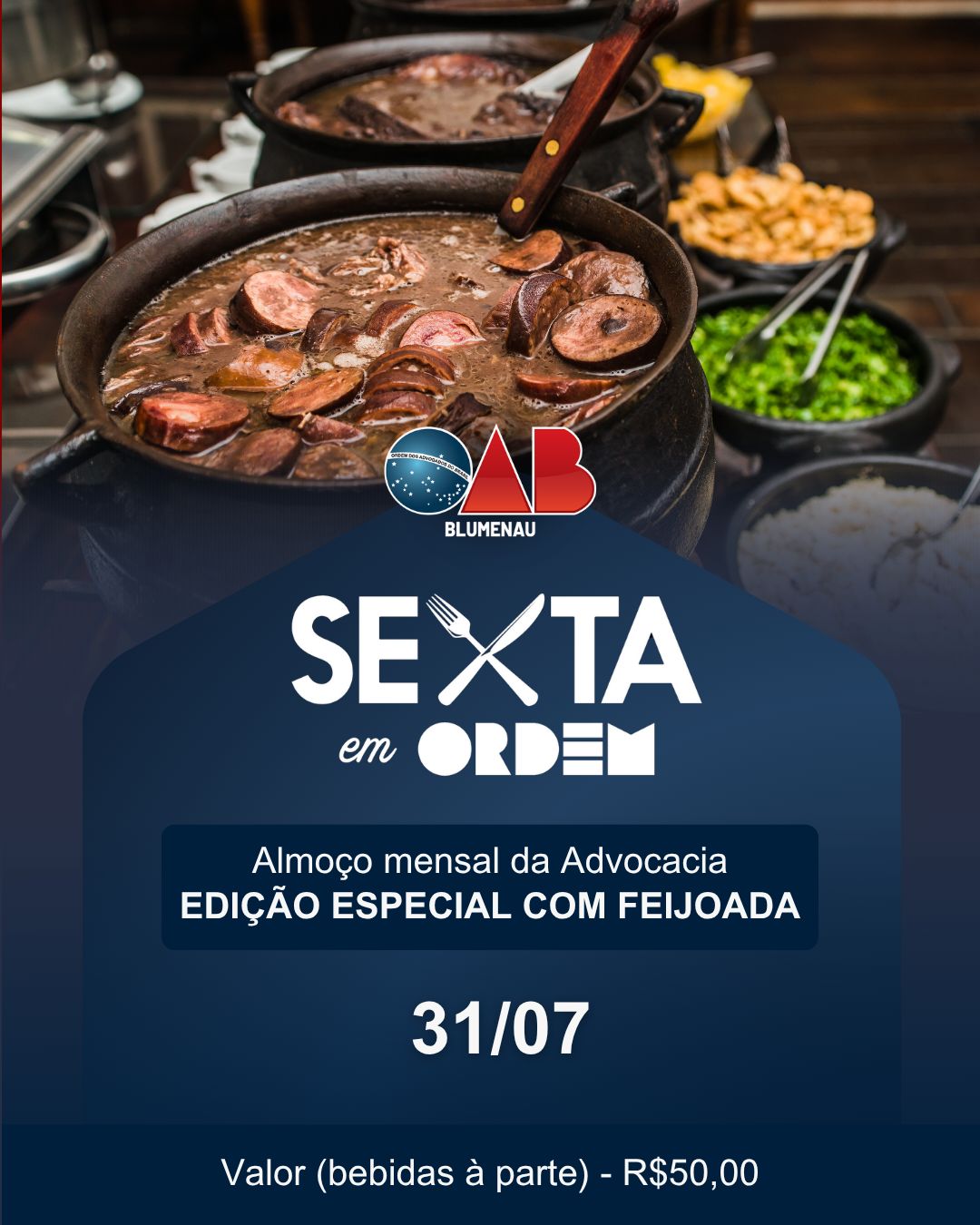 OAB Blumenau promove mais uma edição do Sexta em Ordem com feijoada e confraternização entre a advocacia OAB Blumenau promove mais uma edição do Sexta em Ordem com feijoada e confraternização entre a advocacia