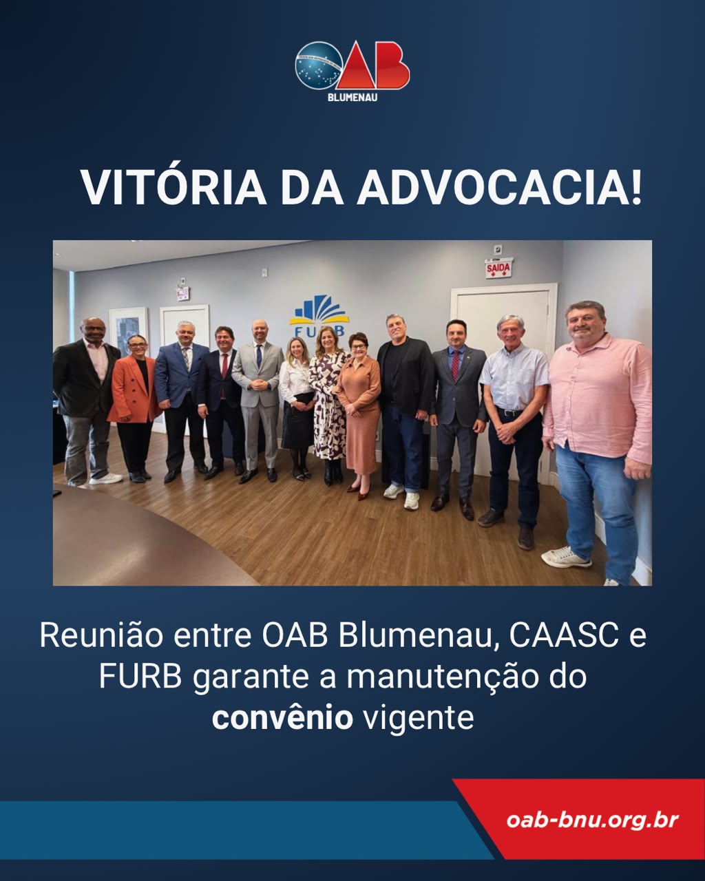 Diálogo entre OAB Blumenau, CAASC e FURB garante manutenção dos descontos para advogados já matriculados Diálogo entre OAB Blumenau, CAASC e FURB garante manutenção dos descontos para advogados já matriculados
