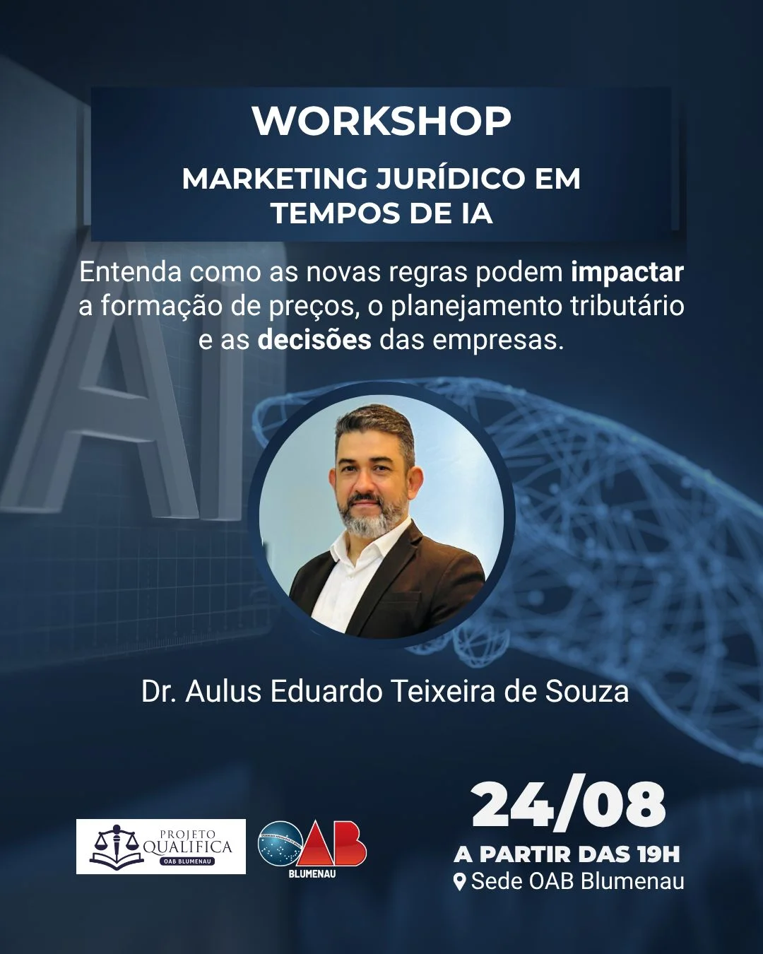 Hoje tem workshop sobre Marketing Jurídico e Inteligência Artificial