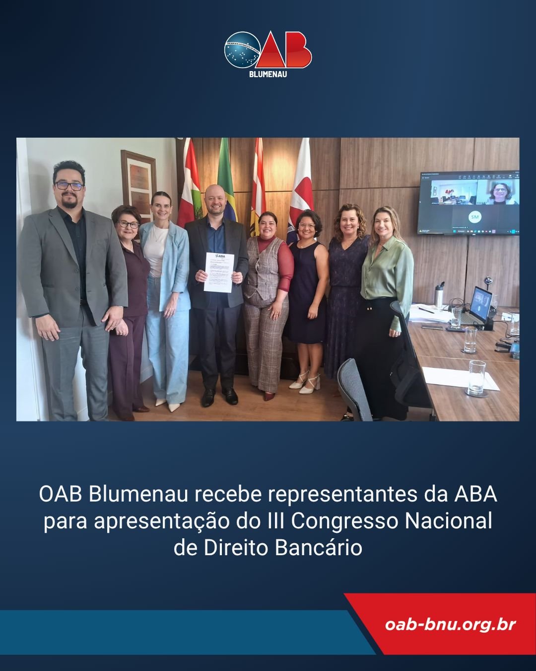 OAB Blumenau recebe representantes da ABA para apresentação do III Congresso Nacional de Direito Bancário