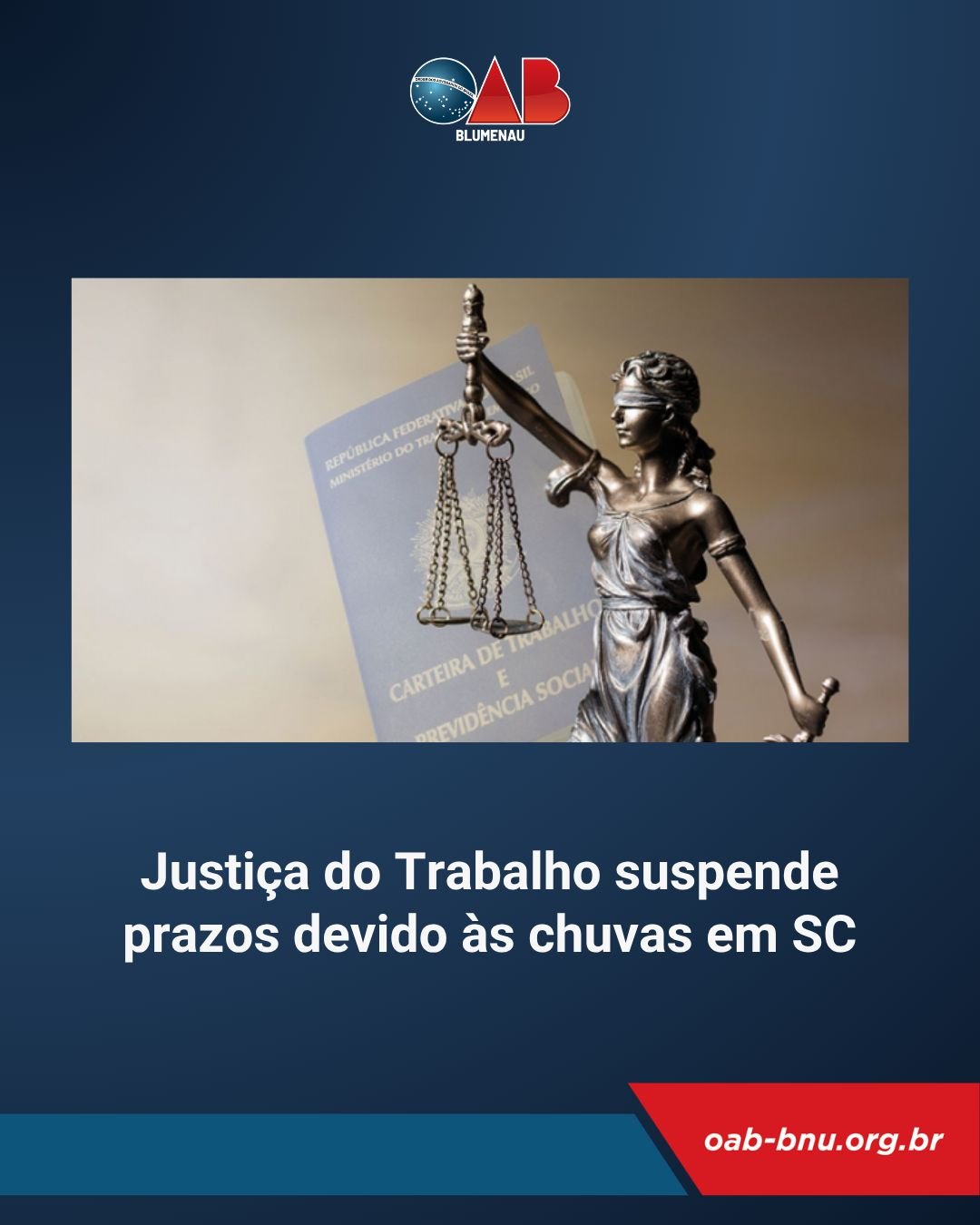 Justiça do Trabalho suspende prazos devido às chuvas em SC