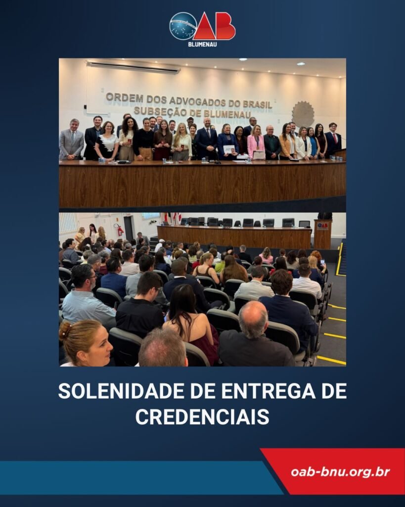 Novos advogados e advogadas recebem credenciais em cerimônia na OAB Blumenau
