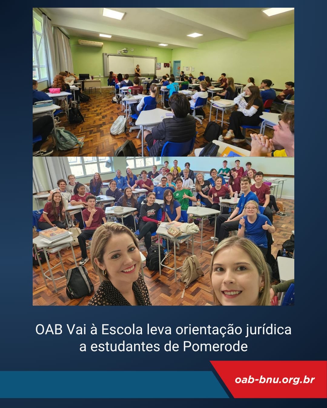 OAB Vai à Escola leva conhecimento sobre Direito Penal e de Família a estudantes em Pomerode OAB Vai à Escola leva conhecimento sobre Direito Penal e de Família a estudantes em Pomerode