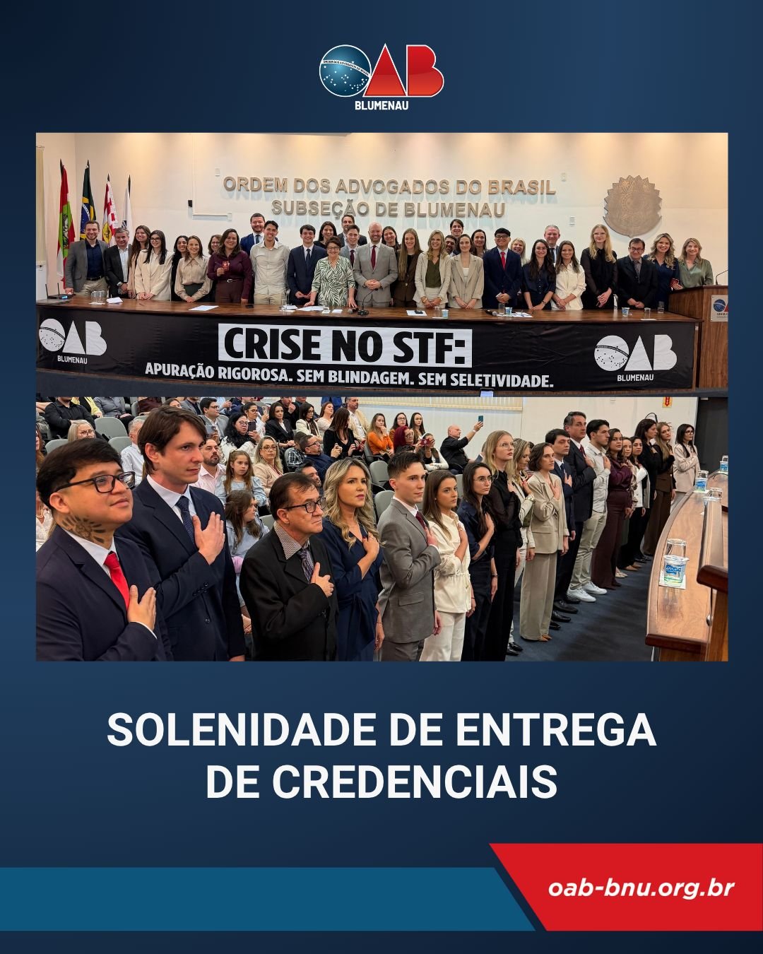 OAB Blumenau entrega credenciais a 19 novos profissionais e marca início de uma nova etapa na advocacia OAB Blumenau entrega credenciais a 19 novos profissionais e marca início de uma nova etapa na advocacia