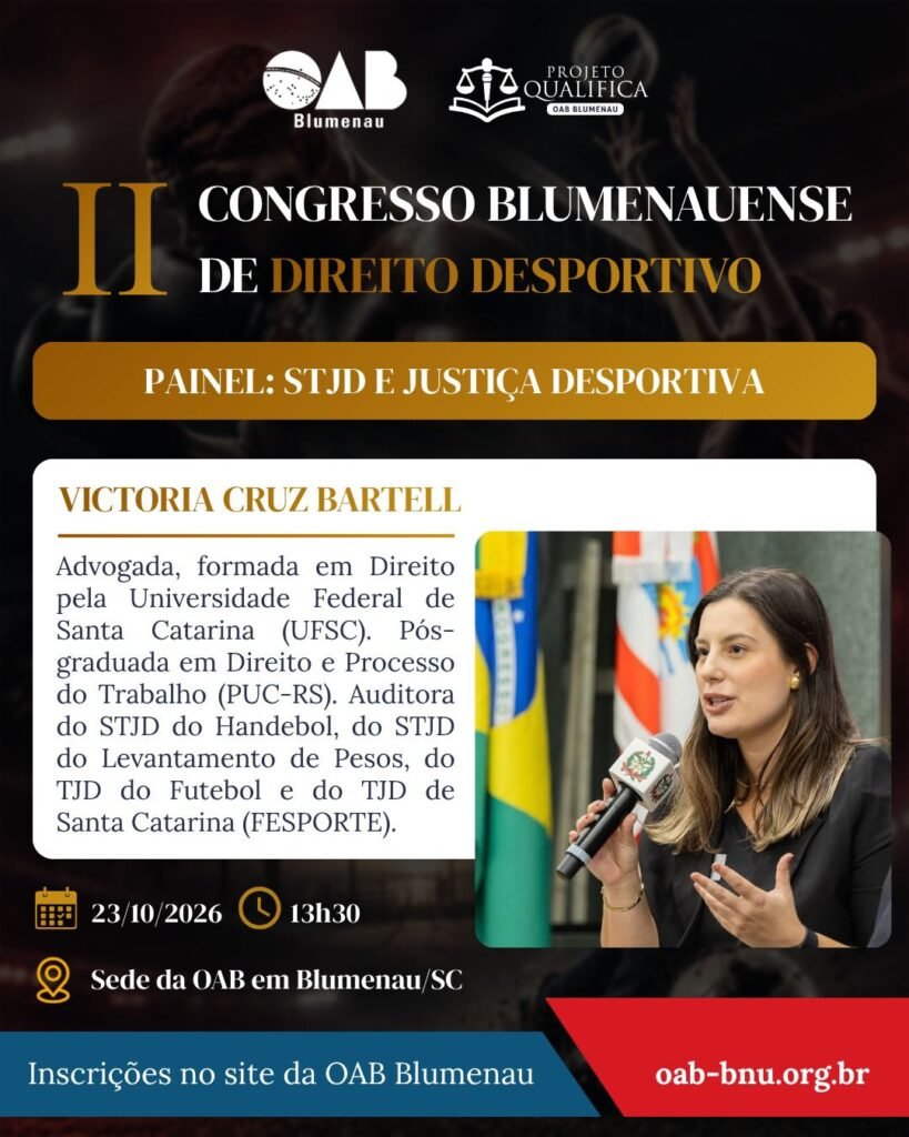 II Congresso Blumenauense de Direito Desportivo debate os desafios jurídicos e a gestão do esporte moderno