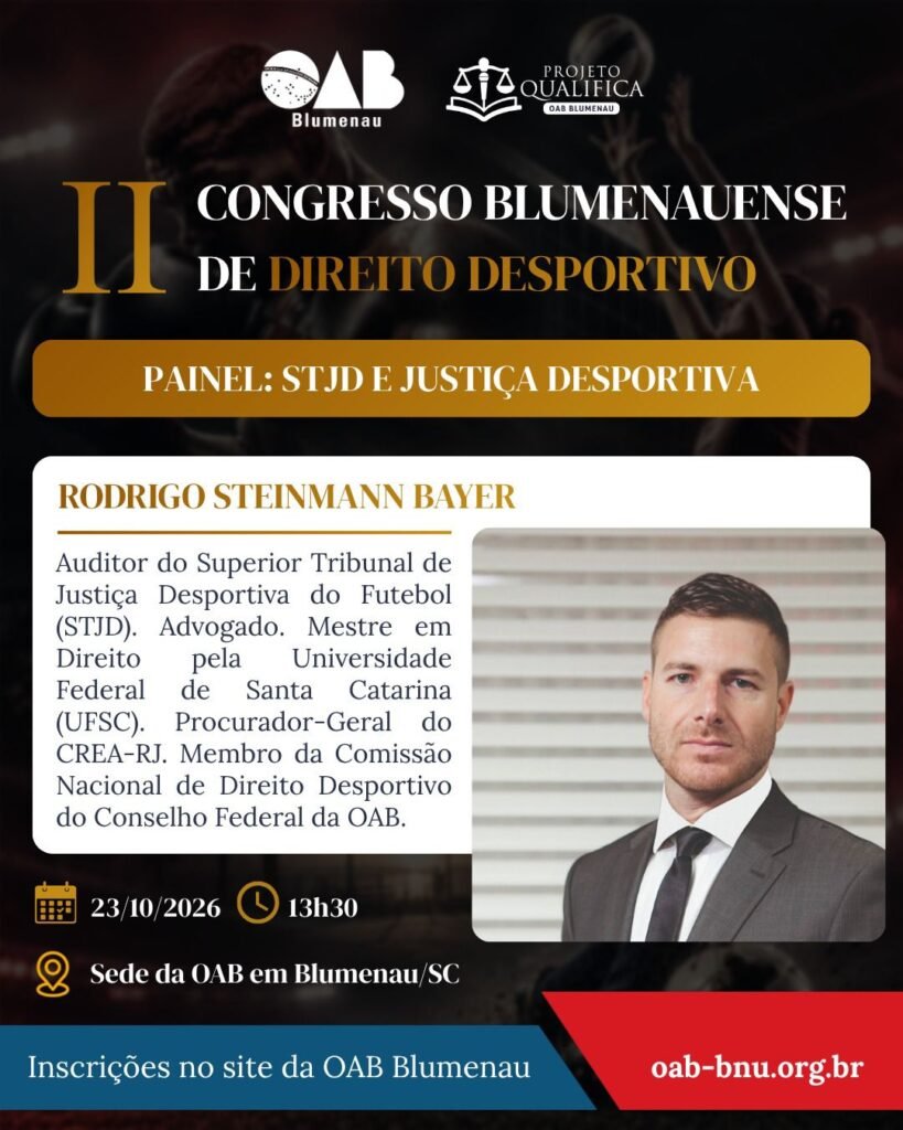 II Congresso Blumenauense de Direito Desportivo debate os desafios jurídicos e a gestão do esporte moderno
