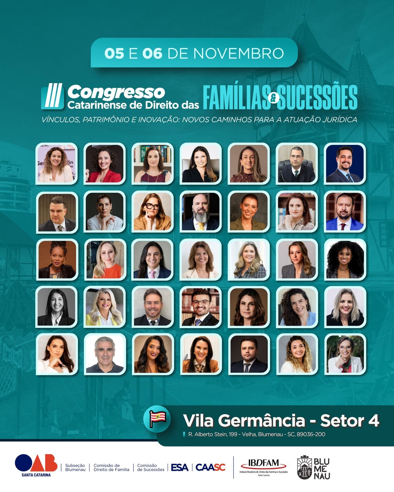 Blumenau sediará o III Congresso Catarinense de Direito das Famílias e Sucessões em novembro Blumenau sediará o III Congresso Catarinense de Direito das Famílias e Sucessões em novembro